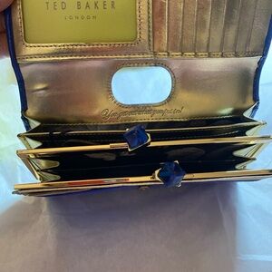 Ted Baker Metallic Gold and Blue Wallet